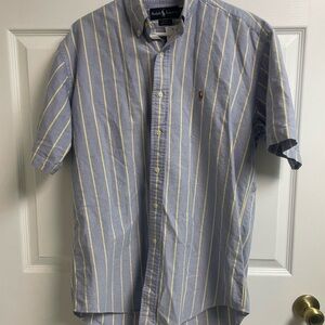 Ralph Lauren Men's Shirt with Blue and Yellow Stripes